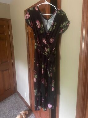 Black Floral Latched Mama Jump Suit
